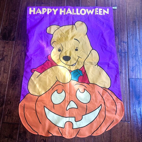 Vintage Disney Winnie the Pooh Happy Halloween 28"x40" Polyester Flag - Picture 5 of 6